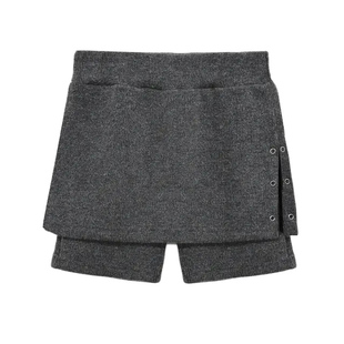 eihey诶嘿26秋冬新款高腰裙裤运动风系扣开叉裙时尚百搭针织短裤