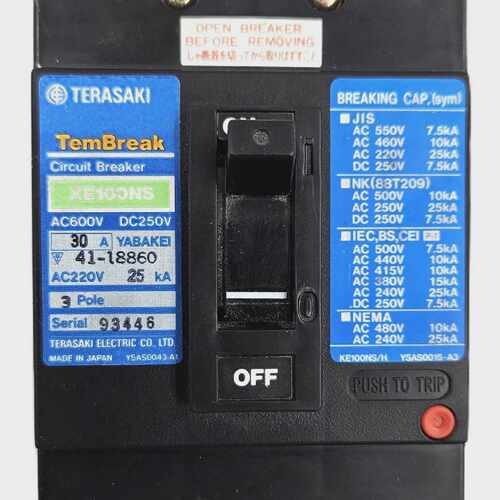 TERASAKI TEMBREAK XE100NS CIRCUIT BREAKER 30A 3 POLE FAST SH