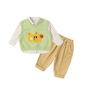 嘟嘟家女童套装春秋款男童马甲儿童裤子宝宝衬衫女宝毛衣春装洋气