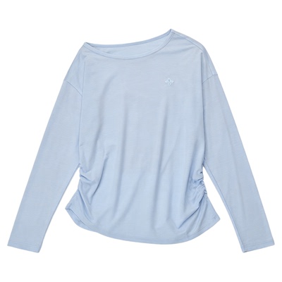 CLIMAX VISION【轻薄凉爽】莱赛尔空气感罩衫T恤斜肩漏肩长袖上衣