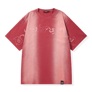 GENANX闪电潮牌夏季新品男短袖舒适宽松纯棉炒洗T恤陈奕恒同款