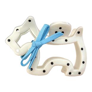 韩系蝴蝶结白色小狗发夹女后脑勺盘发抓夹中号鲨鱼夹子发卡头饰