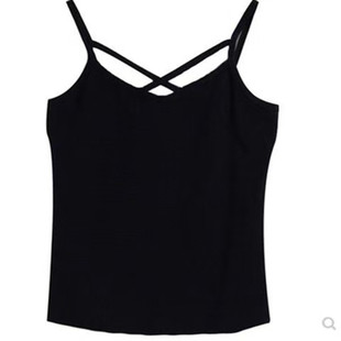 夏季新款洋气大码胸前交叉吊带背心遮肚子显瘦性感内搭上衣外穿女