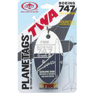 美国Planetags钥匙扣行李牌挂件 波音747环球航空TWA741 飞机蒙皮