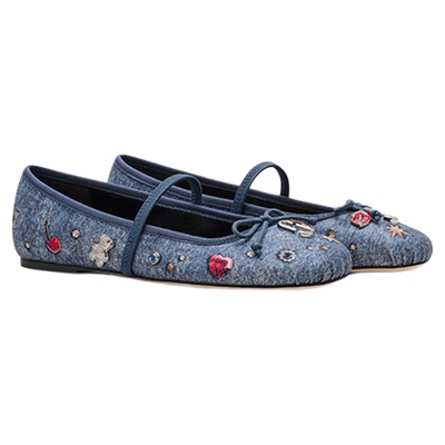 【季末折扣】MARC JACOBS/莫杰 MJ 织物趣饰蝴蝶结时尚芭蕾舞鞋