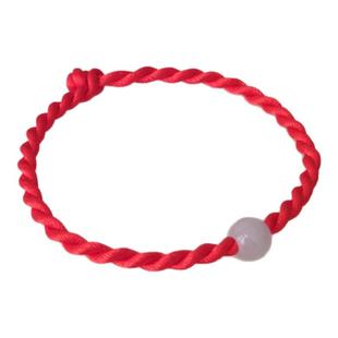 红绳手链女 手编玉石路路通玉珠黑脚绳男 简约本命年手绳学生手饰