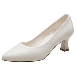 意尔康女鞋浅口单鞋尖头粗跟