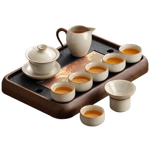 汝窑现代简约茶具套装家用泡茶专用陶瓷茶杯茶盘茶壶高档轻奢喝茶