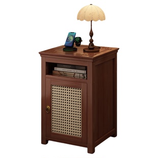 中古风床头柜卧室小户型家用出租房专用小型床边置物架收纳柜一体