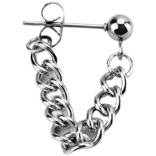 朋克潮流链条耳钉暗黑系男女后挂式耳环日韩钛钢不掉色耳骨钉耳链