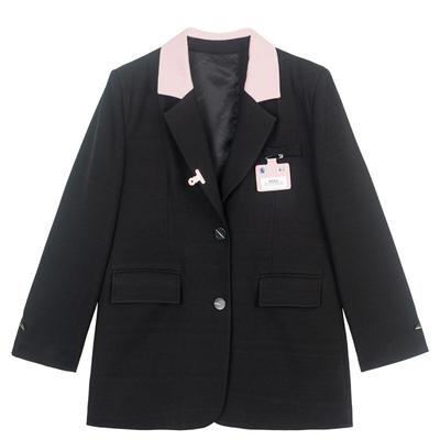 KEIKO学院通勤拼色翻领西装外套