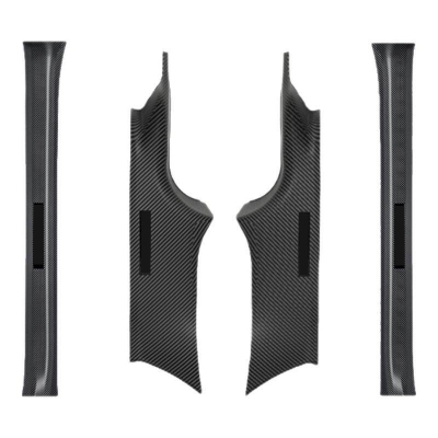 焕新ModelY镭雕碳纹全车门槛条