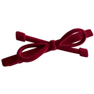 蝴蝶结红色植绒前额刘海一字侧边夹发夹子头饰头发卡子女鸭嘴耳边