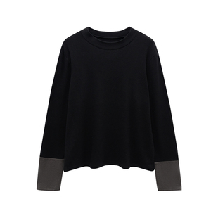 微胖的喵喵大码胖mm秋冬保暖拼接显瘦遮肚半高领内搭打底上衣3316