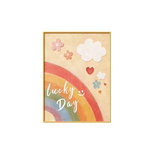 幸运彩虹儿童卧室装饰画高级感2025新款床头挂画可爱温馨卡通壁画