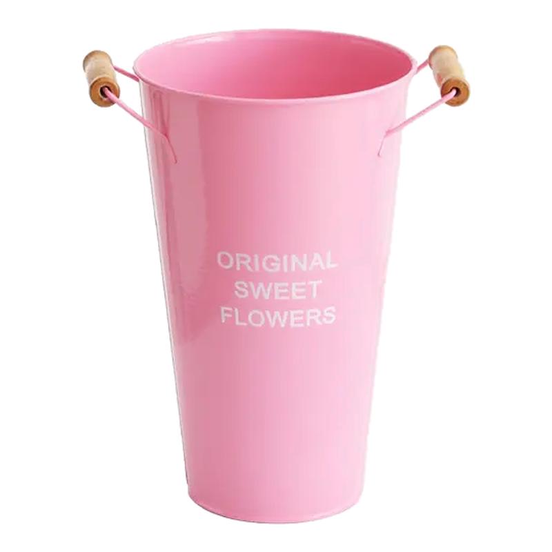 醒花桶家用水养粉色木把花桶轻奢