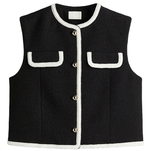 HM女装马甲冬季圆领气质柔软羊毛编织背心马夹1292239