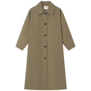 Halo Luu卡其色风衣外套女春季韩系宽松高级感翻领廓形中长款大衣