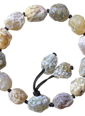 天然戈壁石 阿拉善石 玛瑙原石 奇石 漆皮手串 手链