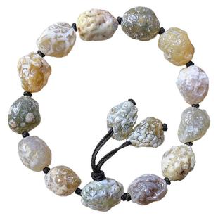 天然戈壁石 阿拉善石 玛瑙原石 奇石 漆皮手串 手链