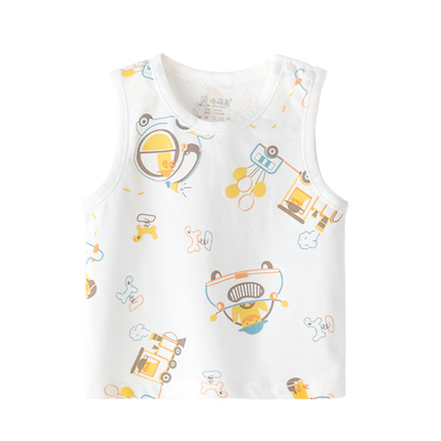 俏萌兔婴儿背心夏季纯棉宝宝衣服夏天外出男宝无袖t恤薄款上衣