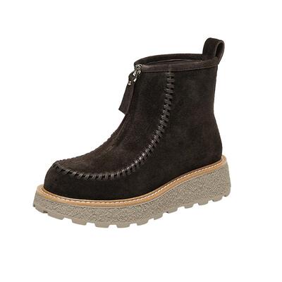 思加图复古雪地靴加绒保暖短靴