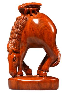 花梨木马上赢摆件家居博古架木质