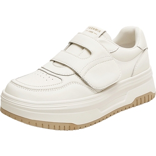 天美意2025秋新款休闲厚底百搭魔术贴潮流通勤女小白鞋KB080CM5