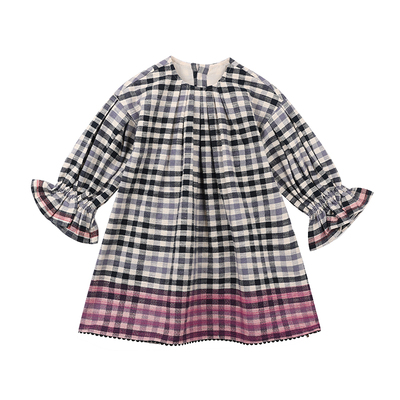 允儿妈女童格子连衣裙罩裙套装