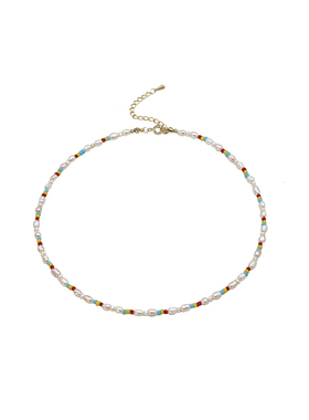 花季彩色小米珍珠短项链choker