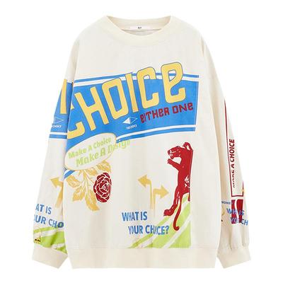 SLY怀旧复古趣味印花图案宽松T恤