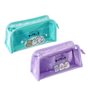 得力幽幽家族联名三角包笔袋学生文具大容量铅笔盒透明笔袋可爱小学生女生文具收纳包化妆包高颜值文具袋