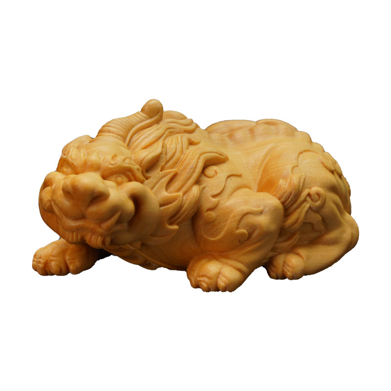 小叶黄杨木雕貔貅招财摆件