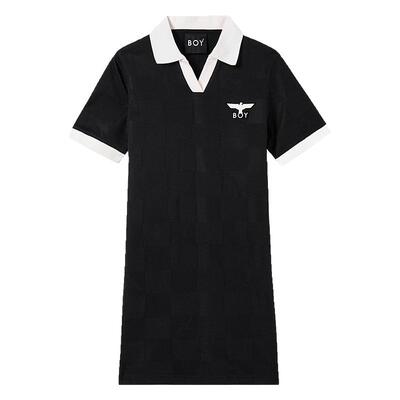 【影局】BOY LONDON夏季修身显瘦POLO领短袖连衣裙黑色中裙W17008