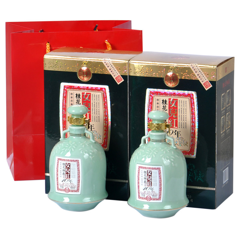 女儿红绍兴黄酒桂花林藏10年陈500ml*2礼盒装十年陈酿花雕酒