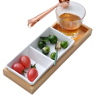 三格碟调料盘小菜碟味碟蘸料碟子分格醋碟料碟火锅烤肉店盘子餐具