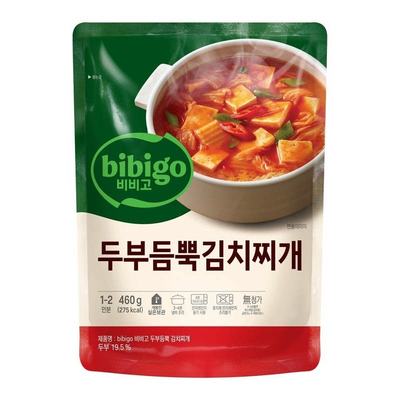 CJ-Bibigo必品阁韩国豆腐泡菜汤包460克韩式火锅汤底打边炉麻辣烫