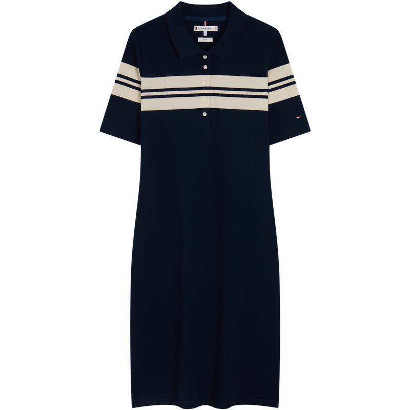 Tommy女装拼色条纹修身POLO裙
