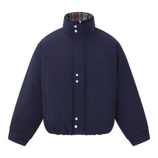 冬季日系休闲潮牌复古宽松cleanfit短款廓形立领羽绒服哈林顿夹克