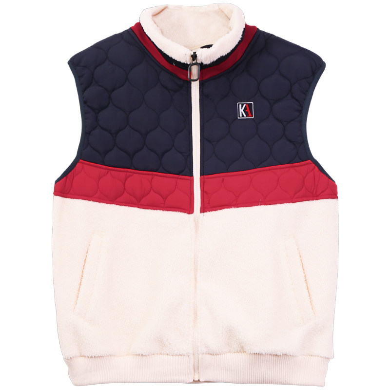 立领马甲女加绒加厚2025年新款冬季女装洋气上衣中年无袖拼接外套