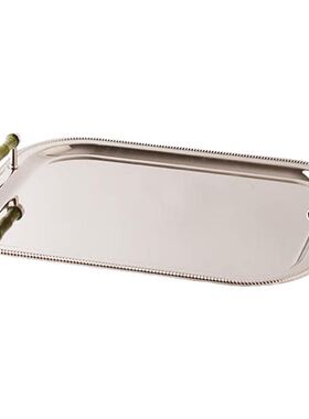 现代金属祖母绿手柄长方形托盘