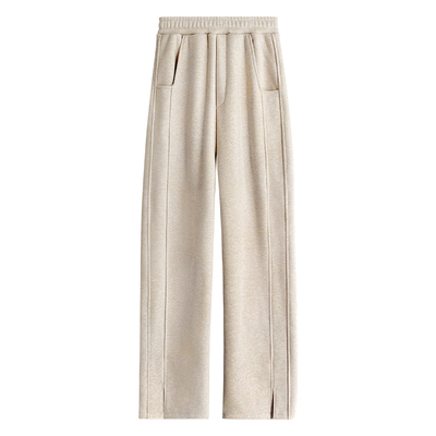 新款人字纹高级感开叉窄版阔腿裤