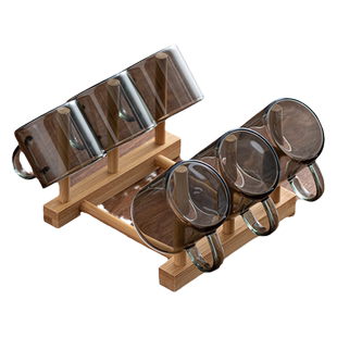 玻璃杯茶杯套装高端家用耐高温迷你小杯子带把女士高颜值喝茶水杯