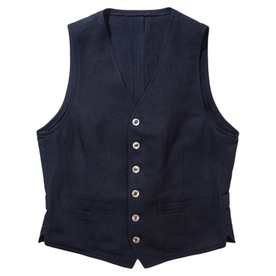 艾比路春夏复古绅士意式亚麻马夹