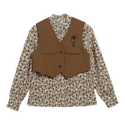 花衬衫女马甲两件套显瘦韩版女装