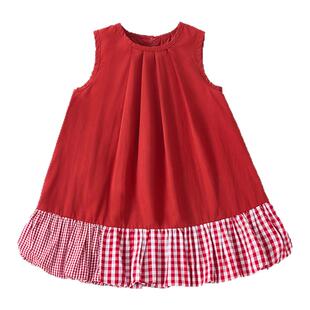 女童夏装连衣裙2026新款夏季裙子洋气小公主裙女宝宝红色薄款长裙