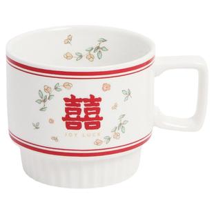 复古伴手礼结婚喜字杯创意高颜值情侣对杯马克杯陶瓷咖啡杯水杯女