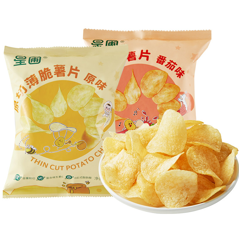 星圃原切薄脆薯片儿童薯片薯条休闲零食原味番茄味健康零食40g/袋