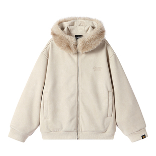 Dangerouspeople薛之谦dsp可拆卸毛领麂皮绒复合磨毛连帽夹克外套