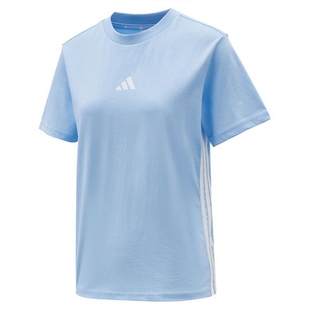 adidas 阿迪达斯女款舒适百搭针织条纹圆领运动休闲短袖T恤HZ9542